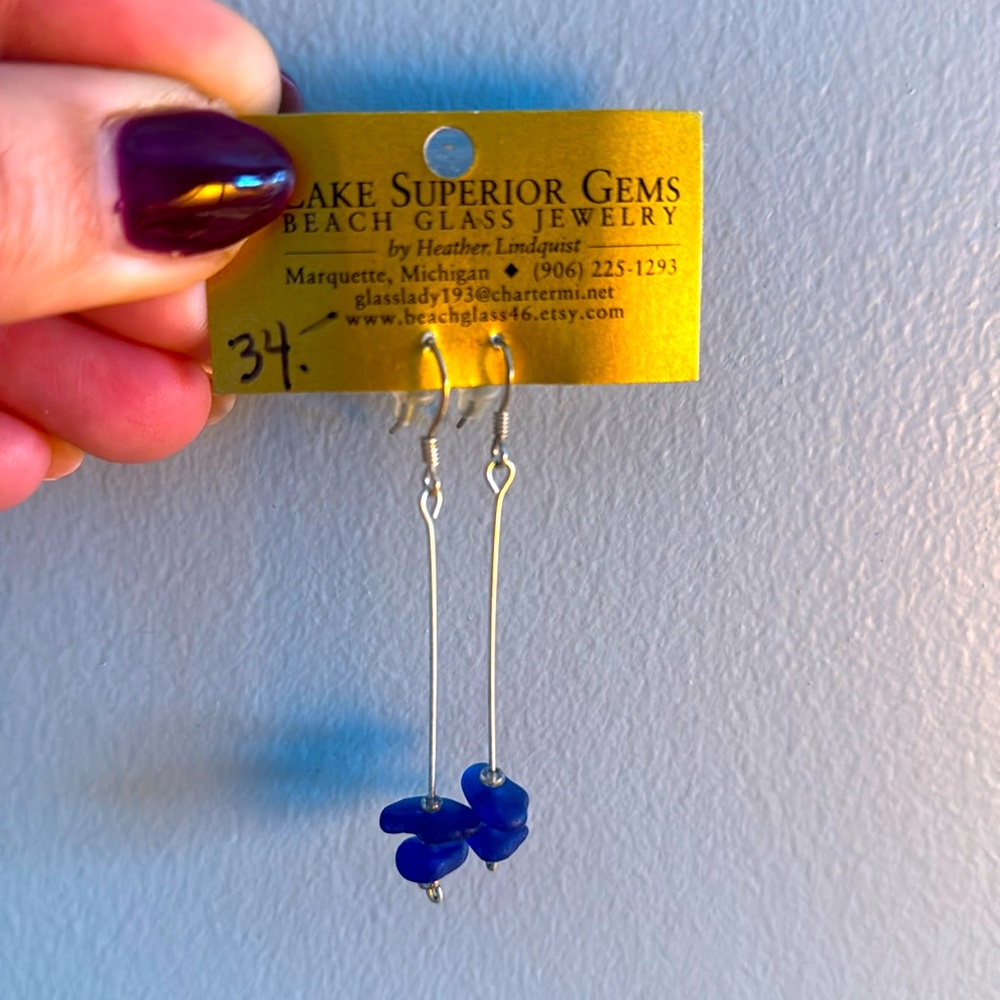 Lovely Handmade Beach Glass Earrings by Heather Lindquist